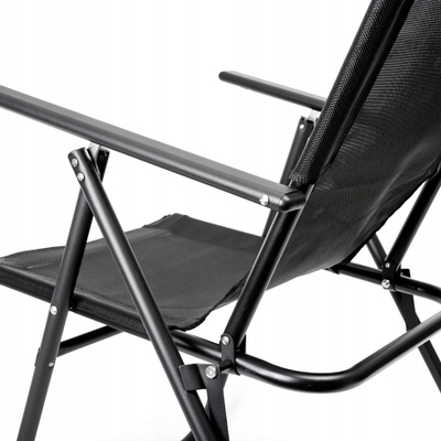 Karrige palos që e çon kudo për kopsht edhe kamping Folding Garden Chair, 62x45x102 cm, mban gjer 120 kg, e zezë