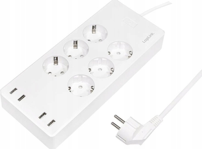 Prizë e zgjuar Wi-Fi LogiLink, 6 dalje, 4x USB, e bardhë