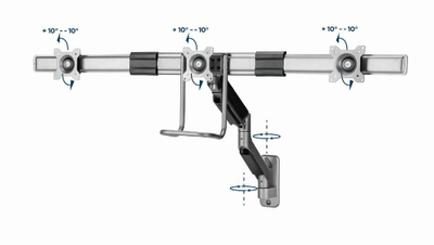 Mbajtëse monitori MA-WA3-01, 17-27", 6kg, VESA 100x100, 3 Ekrane, e hirtë