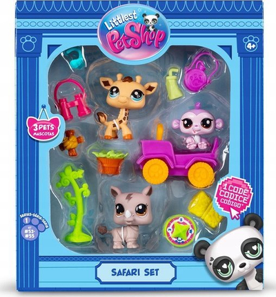 Set lojërash Littlest Pet Shop Safari Adventure, automjet dhe figura kafshësh, shumëngjyrësh