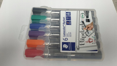 Markera flipchart STAEDTLER Lumocolor 356 B WP6, majë e prerë, set 6 copë, shumëngjyrësh