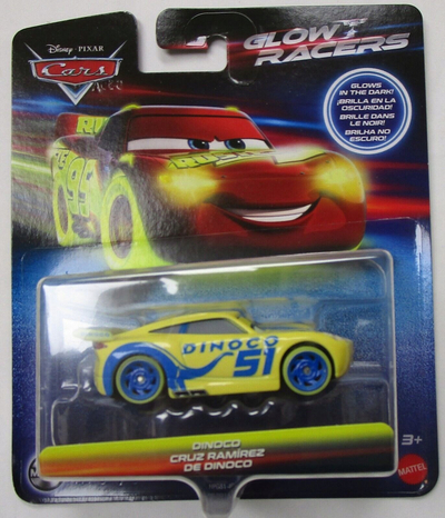 Lodër makinë Mattel Disney Cars Cruz Ramirez Dinoco, die-cast, shkallë e vogël, e verdhë
