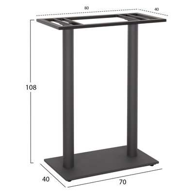 Bazë për tavolinë bar me 2 këmbë 80x40x108Hcm (HM480.20), gri