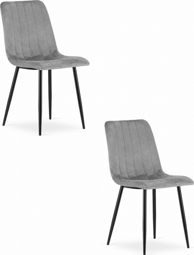 Set karrigesh Oskar Leobert Chair LAVA, velvet, këmbë metalike, gri e errët