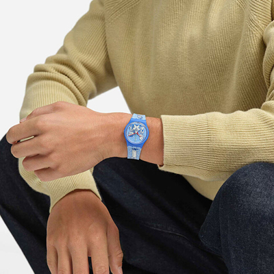 Orë dore për kalamaj Swatch The Simpsons Tidings Of Joy SO28Z126, blu