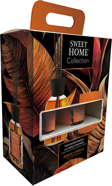 Set aromatik Sweet Home Collection Orange and Cinnamon, shpërndarës aromatik 100 ml + qiri aromatik 110 g