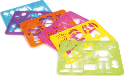 Сет шаблони за цртање LENA Figures & Fun, 6 парчиња, пластика, повеќебоен