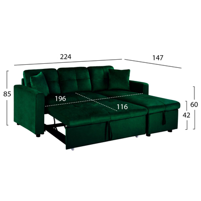 Divan-Shtrat këndor Wayne jeshil HM3028.13, gjelbër