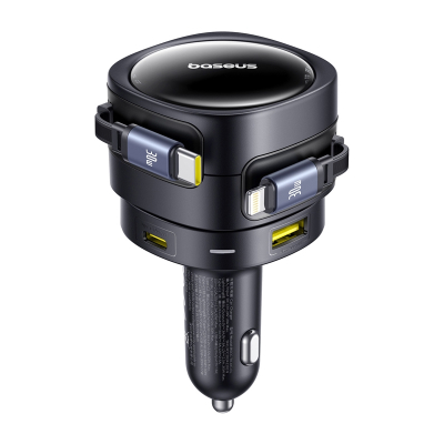 Karikues makine Baseus 90W, PD, USB C dhe USB, me kabllo Lightning, i zi