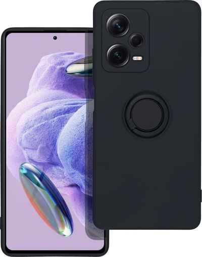 Mbrojtëse silikoni me unazë për Xiaomi Redmi Note 12 Pro+ 5G, magnetike, e zezë