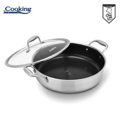 Tigan çeliku inox Heinner TITANIUM3, 30 cm, 4.8 L, me kapak
