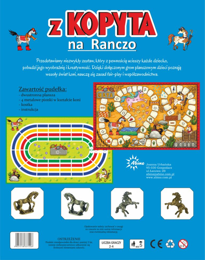 Lojë tavoline Abino At a Gallop, për kalamaj, 2 4 lojtarë, shumëngjyrëshe