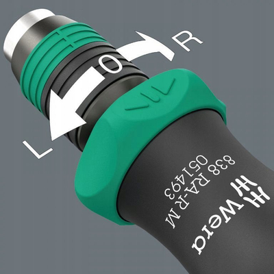 Шрафцигер со тресачка Wera 838 RA R M 05051493001, држач за битови 1/4\", ергономски, зелен