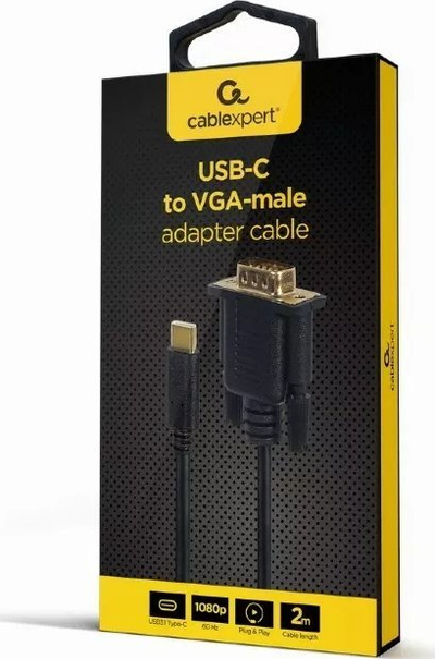Kabllo Gembird USB-C - D-Sub (VGA), 2m, e zezë