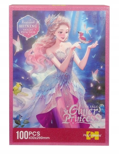 Puzzle SWEDE Glitter Princess, 100 pjesë, 430 x 290 mm, rozë