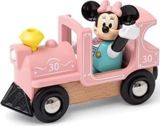Lodër tren BRIO Disney Minnie Mouse, dru dhe plastike, rroket me setet BRIO, rozë