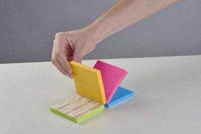 Kubi i shënimeve Post-it 3M Super Sticky 2014-SC-BYFG, 76x76mm, 4x75 fletë, ngjyra të përziera