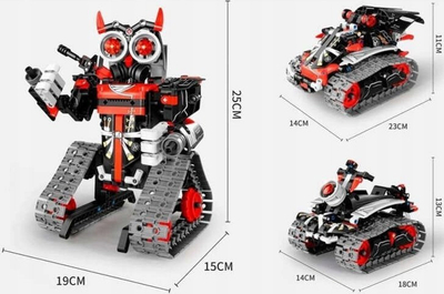 Lodër ndërtime robotike Technical Blocks 3 in 1 Robot Car, 419 copa, me telekomandë, e kuqe