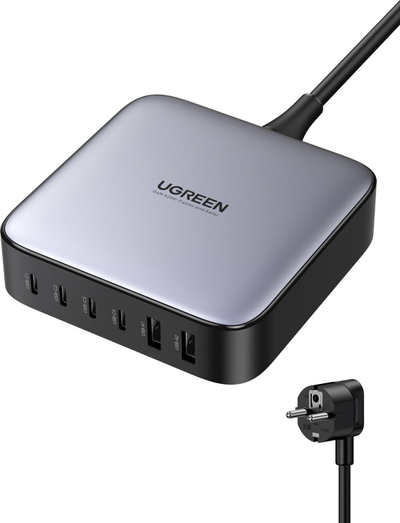 Karikues muri Ugreen Nexode 200W, 2x USB A, 3x USB C, i zi