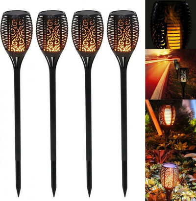 Llambë solare për kopsht Saska Garden Flame Effect, 79 cm, e zezë