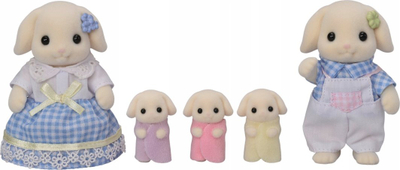 Set lodrash Sylvanian Families Flora Rabbit Family, familje lepujsh, shumëngjyrëshe