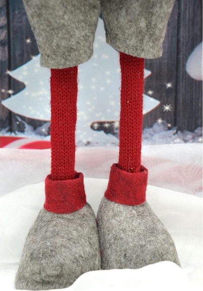 Figurinë zbukuruese Saska Christmas Adam, me këmbë teleskopike 54-62cm, gri me të kuqe