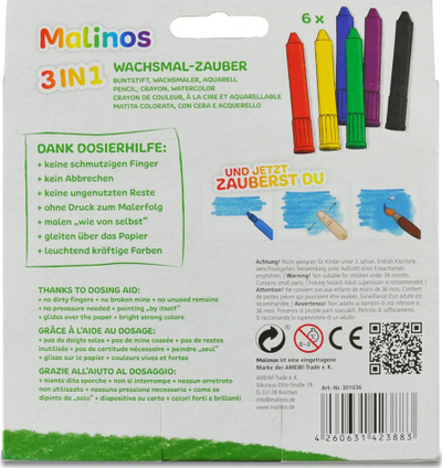 Set lapsa dylli Malinos Retractable, 6 ngjyra
