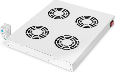 Kondicioner tavanor për kabinet rrjeti Digitus DN-19 FAN-4-HO, 483 mm, gri