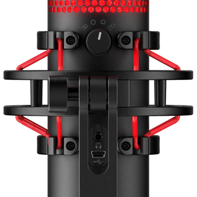 Mikrofon HyperX QuadCast 4P5P6AA, kondensator, USB, me RGB, i kuq e zi