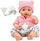 Kukull bebe LeanToys, 30cm, me tinguj dhe biberon, rozë