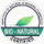 Stickers certifikimi Bio Natural, Institute of Natural and Modern Cosmotech, badge rrumbullak, logo gjethe, e gjelbër