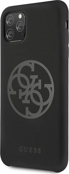 Kuti telefoni Guess 4G Silicone për iPhone 11 Pro Max, silikon, kapak i fortë, e zezë