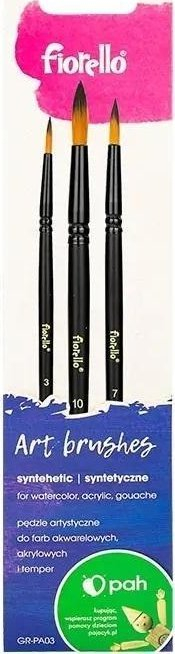 Set furçash pikture H+B Nylon Synthetic, 3 copë, me dorezë druri, të zeza