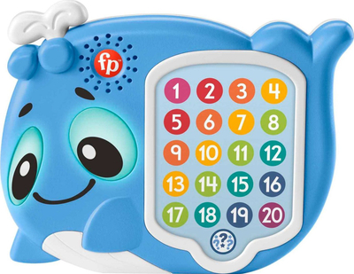 Lodër interaktive Fisher-Price Linkimals balena, 20 butona, 120 tinguj, blu