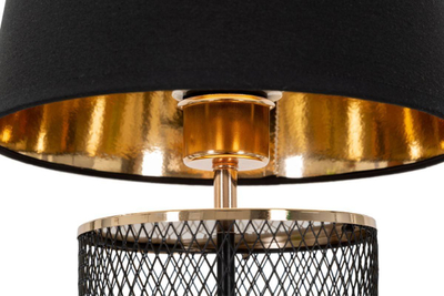 Lampë tavoline Mauro Ferretti Tower, E27 40W, 25 x 44 cm, e zezë me ari