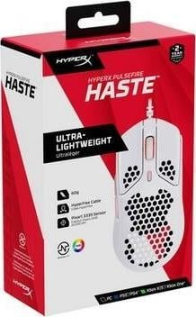 Mouse gaming HP HyperX Pulsefire Haste, wireless, DPI 6200, i bardhë roze