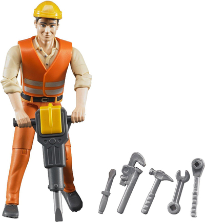 Figurë lodër Bruder bWorld Worker 60020, me aksesorë, shumëngjyrëshe