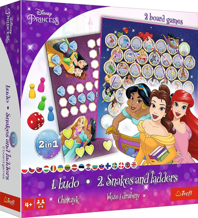 Loja tavoline Trefl Game 2in1 Ludo dhe Snakes and Ladders, Disney Princess, për fëmijë 4+