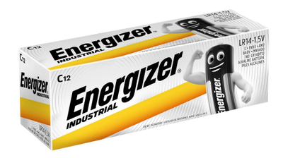 Bateri alkaline Energizer Industrial C R14, 1.5V, paketim 12 copë, të verdha