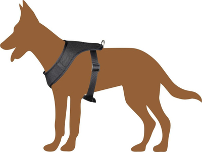 Shtrënguese për qen Strong Dog Harness L, me shirit reflektues, 54–71 cm, e zezë