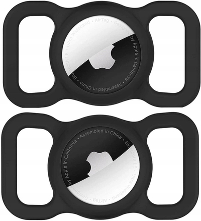 Mbajtëse silikoni Hurtel për Apple AirTag, për zinxhir qeni a maceje, e zezë