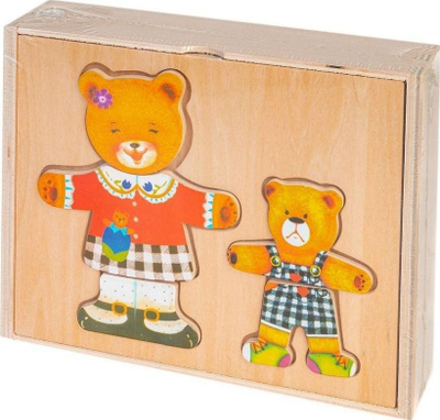 Puzzle druri Smily Play Wooden Puzzle Two Bears, me dy arusha, me kuti druri