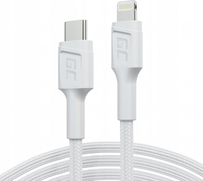 Kabllo karikues Green Cell PowerStream USB C në Lightning 1m, MFi, karikim i shpejtë, e bardhë