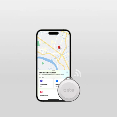 Gjurmues aksesor SBS Track My Circle, Apple Find My, IP65, i bardhë
