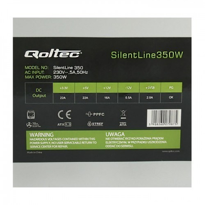 Power supply Qoltec ATX 350W BULK - Grey