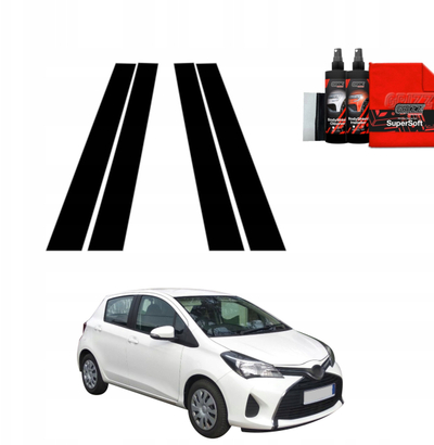 Folie mbrojtëse B-pillar Toyota Yaris, 4 në 1, 2011-2016, e zezë me shkëlqim