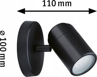 Llambë murale Zyli GU10, 10W, IP44, e zezë mat