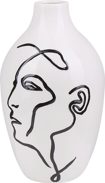 Vazo dekorative Beliani Helike, stoneware, 23 cm, e bardhë