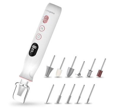 Set manikyr pedikyr Medisana MP 940, 10 aksesorë, rikarikues, i bardhë