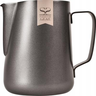 Gote qumështi Espresso Gear Milk Jug, 0.35L, çelik inox me veshje Teflon, e zezë